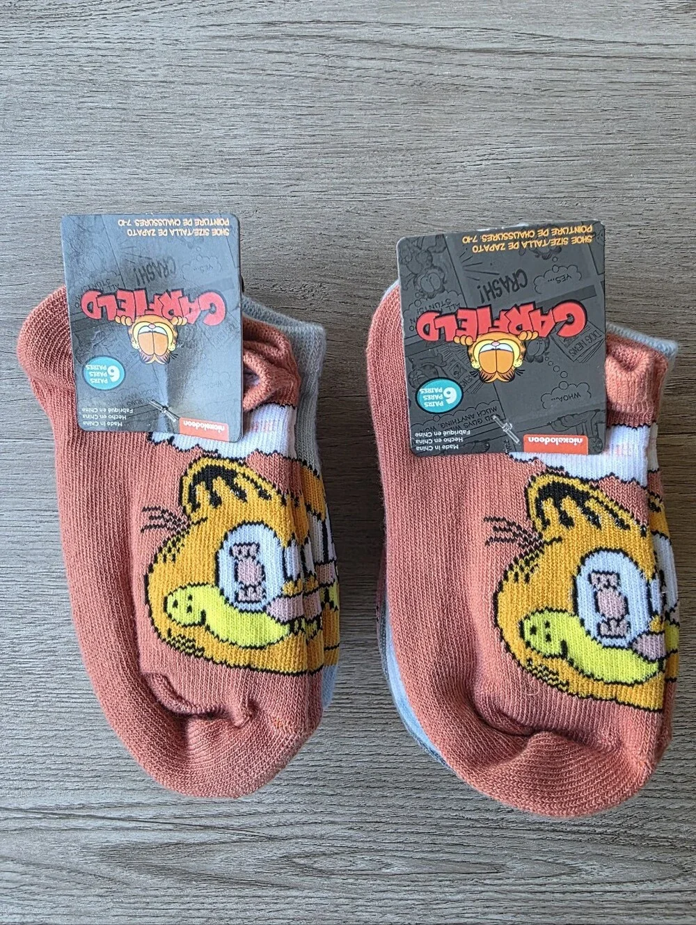 Garfield Girls Socks 2 Pack 12 Pairs Shoe Size 7-10 NWT